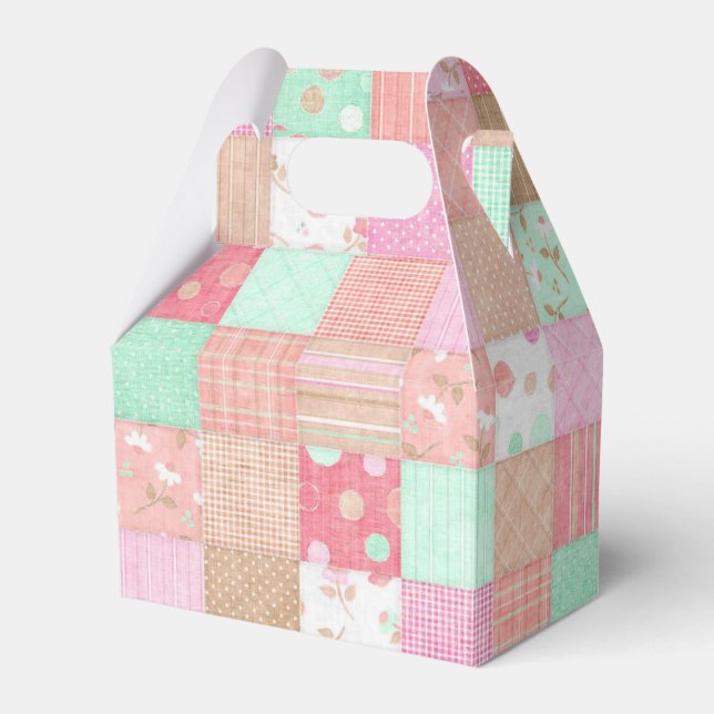 Roligt Pastel Vintage Shabby chic Patchwork Mönste Presentaskar (Framsidan Sidan)