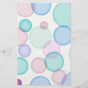 Roligt Pastel Watercolor Paint Bubbles Mönster Brevpapper