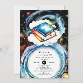 Roligt Pastel Watercolor Storybook Birthday Inbjudningar