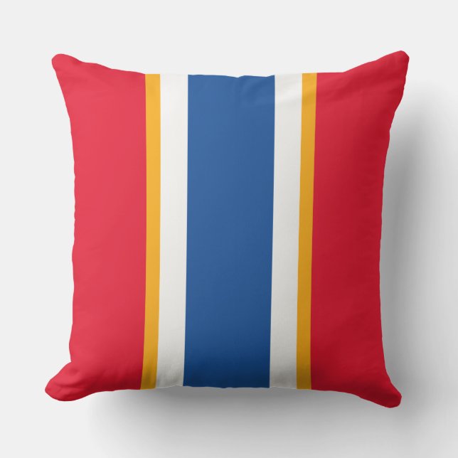 Roligt Patriotic Bright Red Deep Blue White Rand Kudde (Framsida)