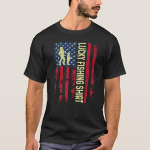 Roligt Patriotic Lucky Fishing for Fishing T Shirt