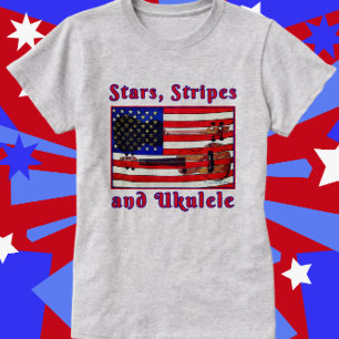 Roligt Patriotic Ukulele Flagga med Stars och stri T Shirt