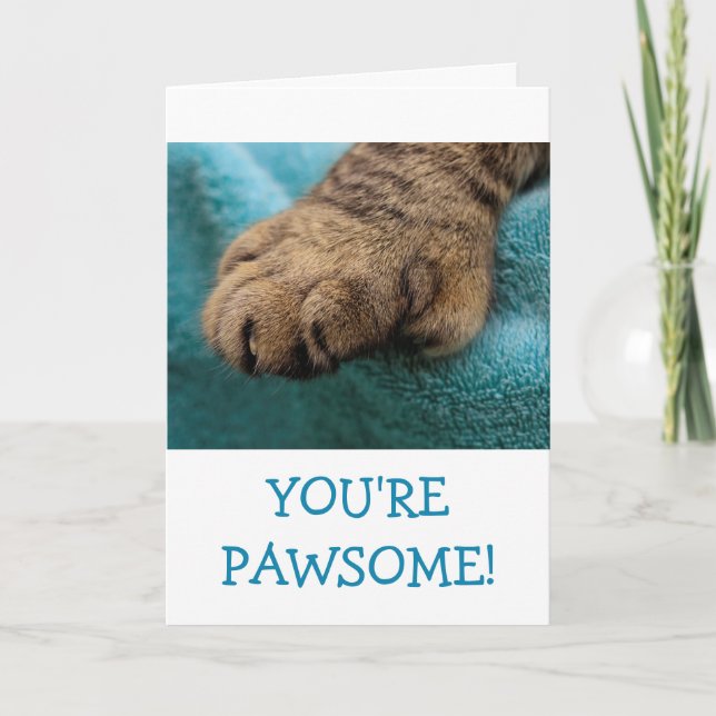 Roligt Pawsome Cat Tass Birthday Kort (Framsida)