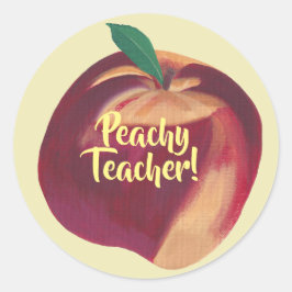 Roligt - Peachy Teacher - Peach Stickers Runt Klistermärke