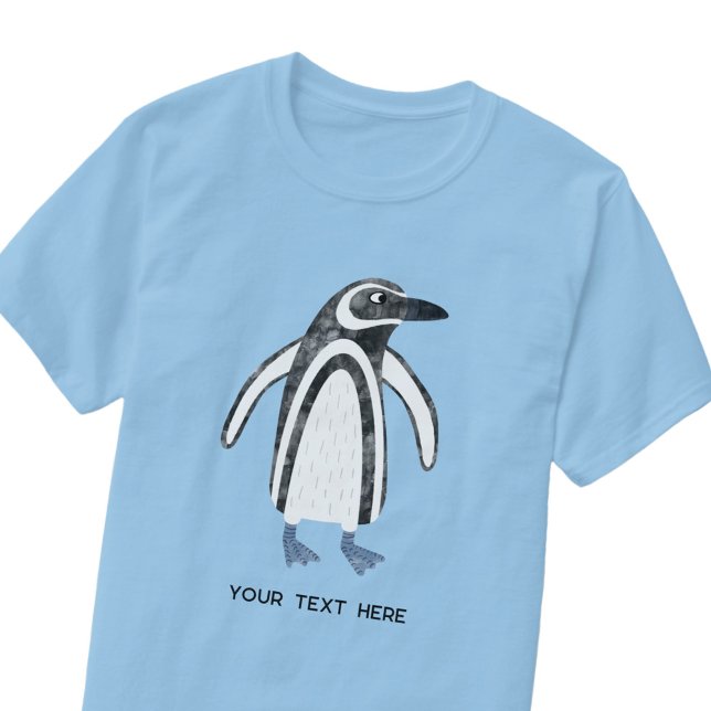 Roligt Penguin Anpassningsbar Text T Shirt (Fun Heard and McDonald Island penguin t-shirt with custom name or text)