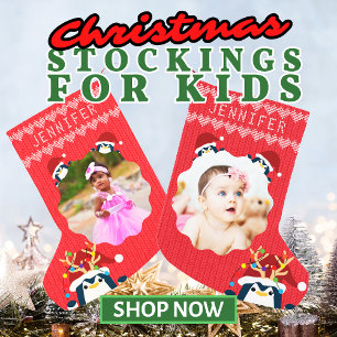 Roligt Penguin ditt foto Namn Cute Baby Småbarn Re Liten Julstrumpa