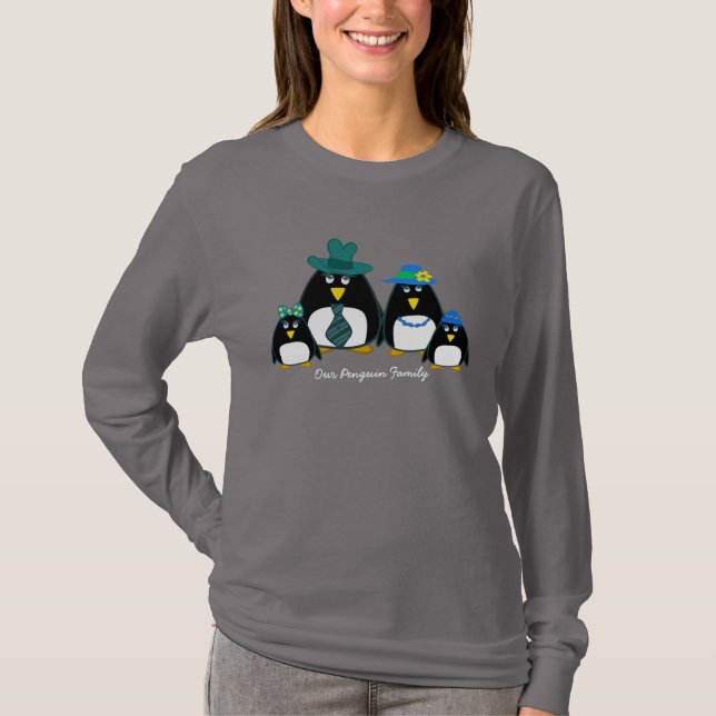 Roligt Penguin-familjen, 4 jul T Shirt (Framsida)