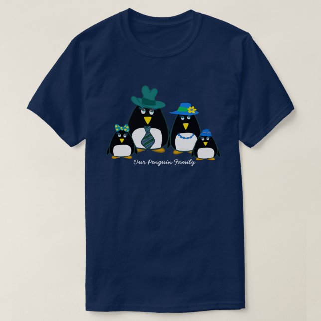 Roligt Penguin-familjen med 4 julresor T-Shirts (Design framsida)