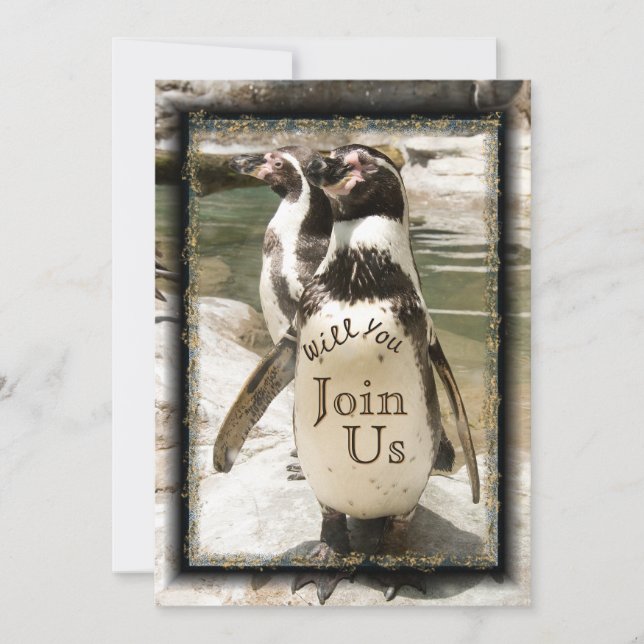 Roligt Penguin Fotozoopasinbjudningar Inbjudningar (Framsida)