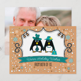 Roligt Penguin lite julfotoport Julkort
