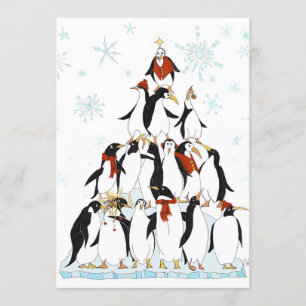 Roligt Penguin Pyramid Helgdag Tecknad Inbjudningar