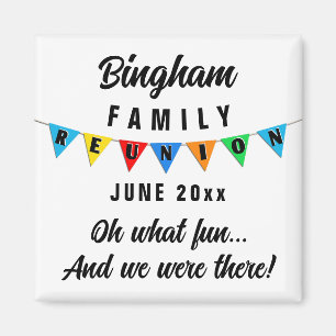 Roligt Pennant Family Reunion Souvenir Gift Sq Mag Magnet