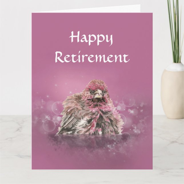 Roligt Pension Bathing Finch Bird Humor Kort (Framsida)