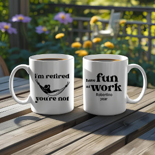 Roligt pensioneringsavskedsgeschenk för kollegor kaffemugg