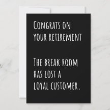 Roligt pensioneringskort med sarkastiska gratulati