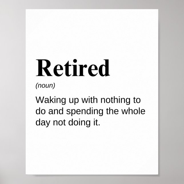 Roligt pensionsdefinition poster (Framsidan)