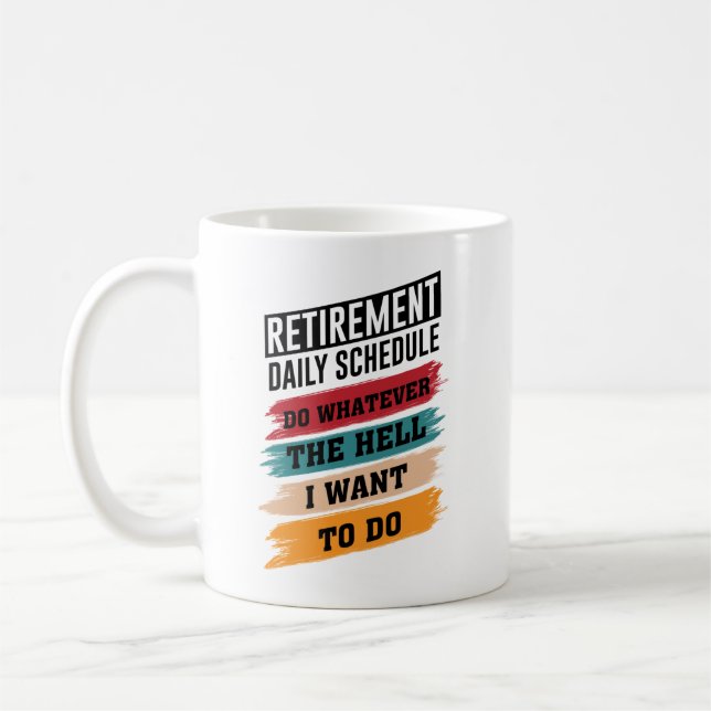 Roligt pensionspresent schema män kvinnor kaffemugg (Vänster)