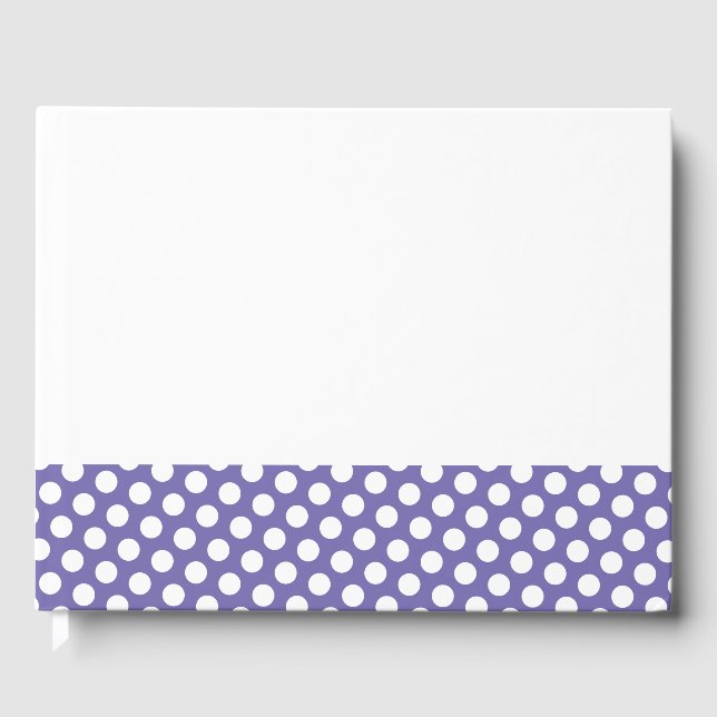 Roligt Periwinkle Kant Polka dots mot vit bakgrund Gästböcker (Framsida)