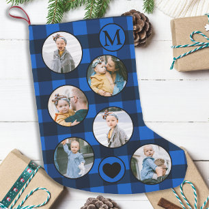 Roligt Personlig Baby Photo Blue Black Play Liten Julstrumpa