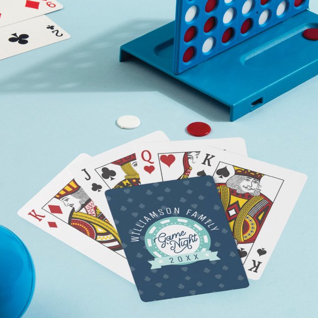 Roligt Personlig Family Poker Game Night Navy Casinokort (Skapare uppladdad)