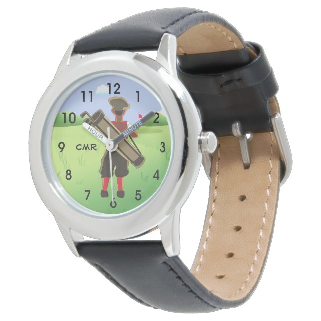 Roligt Personlig Golfer på golfbana Armbandsur (Vinklad)