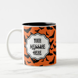 Roligt Personlig Halloween Orange Black Fladdermus Två-Tonad Mugg