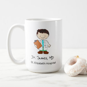 Roligt Personlig Illustration Doktor, Tecknad Kaffemugg