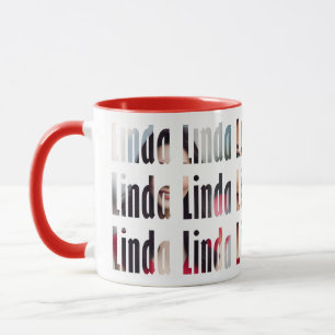 Roligt Personlig "Linda" Namn, 3 fotobakgrund Mugg