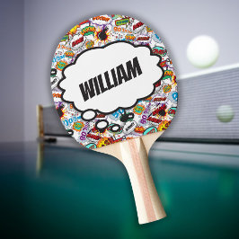 Roligt Personlig Namn Tecknad Bok Pingisracket