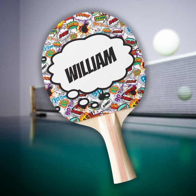 Roligt Personlig Namn Tecknad Bok Pingisracket (Skapare uppladdad)