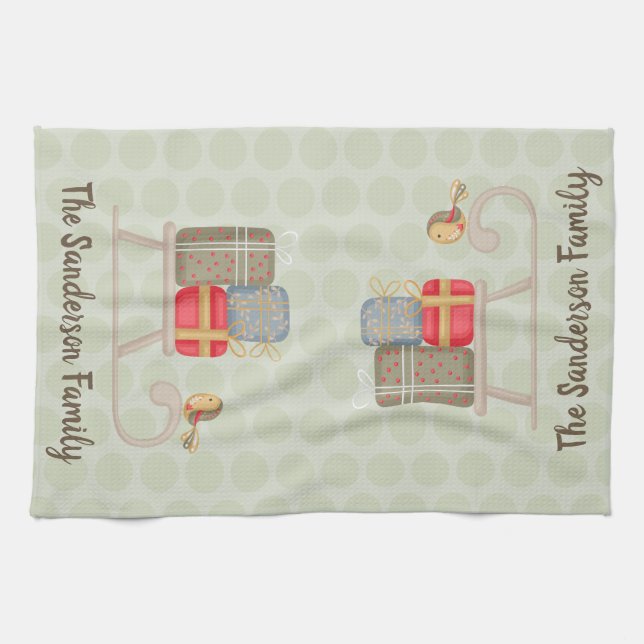 Roligt Personlig Nordic jul Sled Kökshandduk (Horisontell)