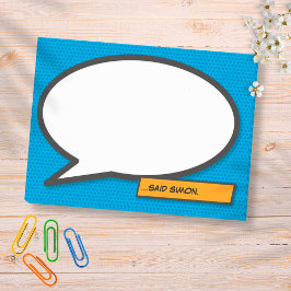 Roligt Personlig Tecknad Bok Pop Art Tal Bubble Post-it Block