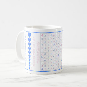 Roligt Personlig Valentines Ord Puzzle Rosa Blue Kaffemugg
