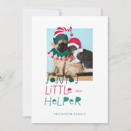 Roligt Pet-jul Santas Little Helper Elf & Santa Julkort