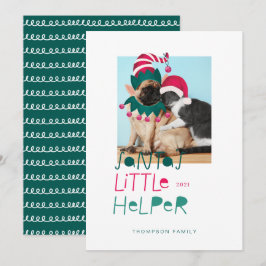 Roligt Pet-jul Santas Little Helper Elf & Santa Julkort