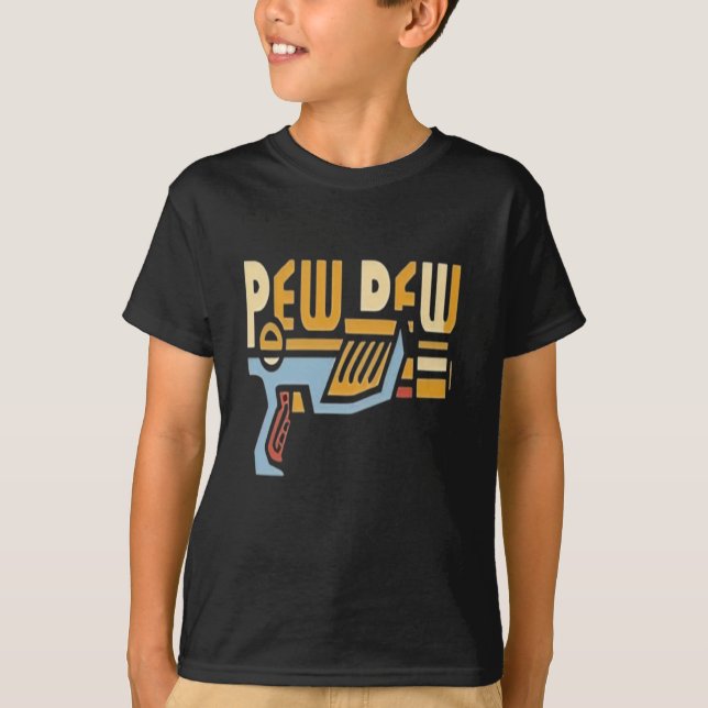 Roligt Pew Pew Pew Nerf Gun, skumbildare T Shirt (Framsida)