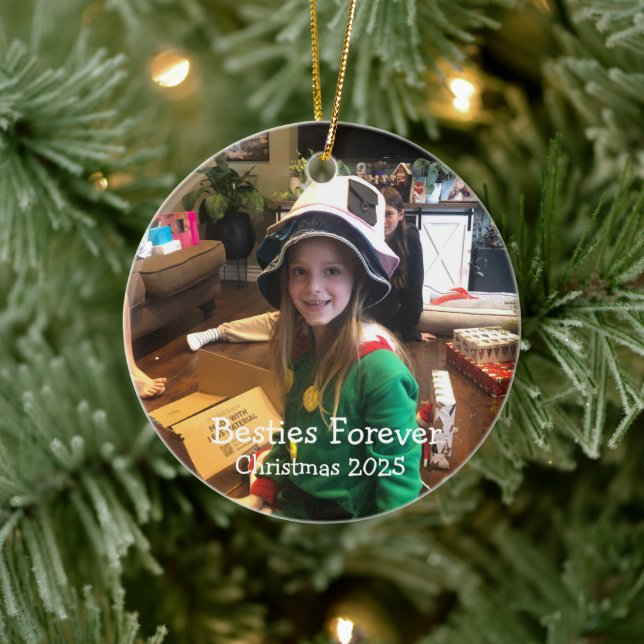 Roligt Photo BESTIES 2024 Julanpassning Julgransprydnad Keramik (Träd)