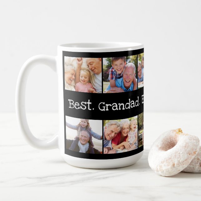 Roligt Photo Collage Best Grandad All Black White Kaffemugg (Med munk)