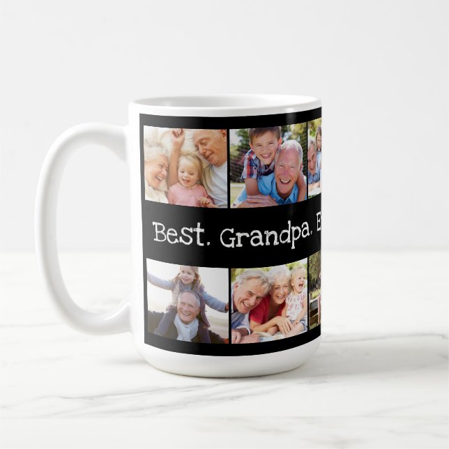 Roligt Photo Collage Best Grandpa nånsin Black Whi Kaffemugg (Vänster)