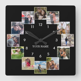 Roligt Photo Collage Couples svarta stora klocka