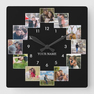 Roligt Photo Collage Couples svarta stora klocka