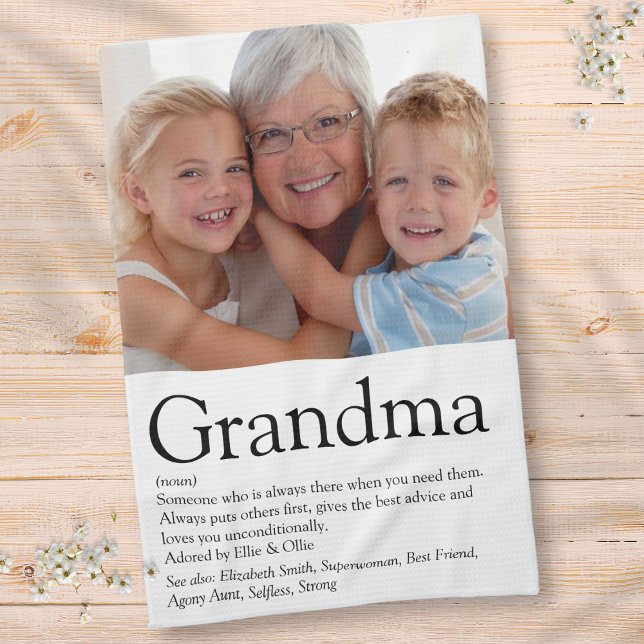 Roligt Photo Coola Grandma Definition Kökshandduk (Fun Photo Cool Grandma Grandmother Definition Kitchen Towel)