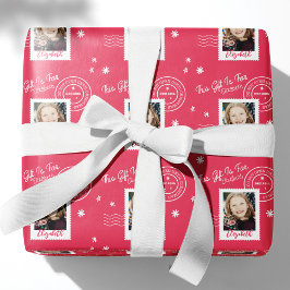 Roligt Photo Frimärke Gift Identifier Öppna vid ju Presentpapper