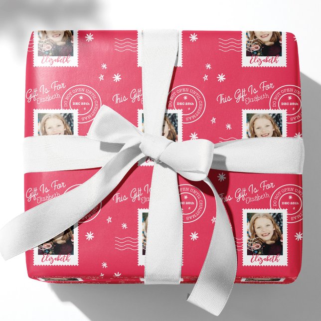 Roligt Photo Frimärke Gift Identifier Öppna vid ju Presentpapper (Skapare uppladdad)