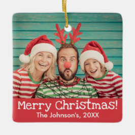 Roligt Photo on Front and Back Rustic Red jul Julgransprydnad Keramik