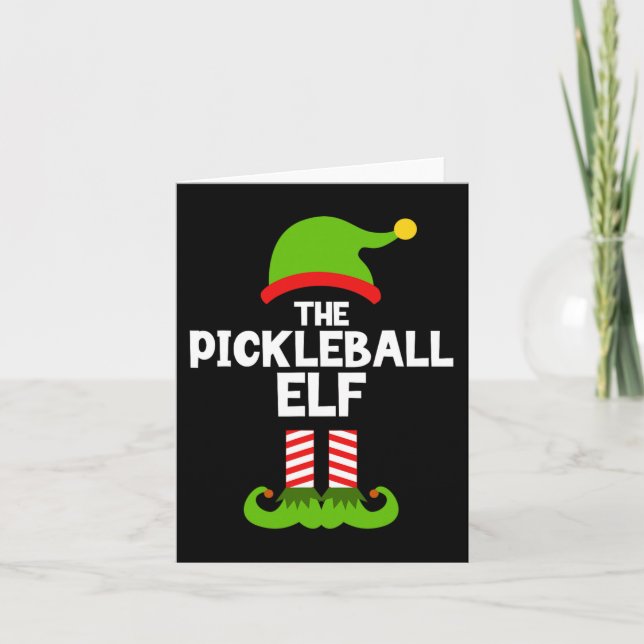 Roligt Pickleball Elf-julmatchningsfamiljen P Kort (Framsida)