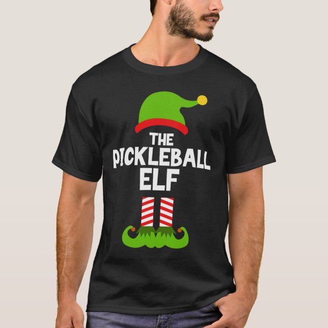 Roligt Pickleball Elf-julmatchningsfamiljen P T Shirt (Framsida)