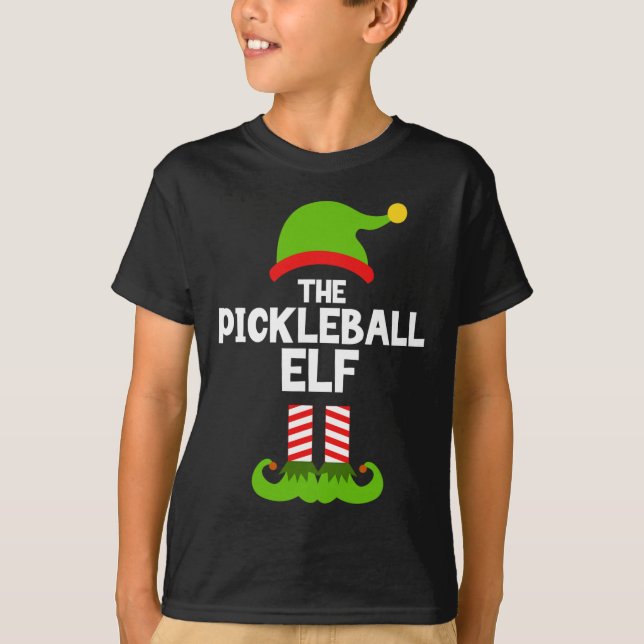 Roligt Pickleball Elf-julmatchningsfamiljen P T Shirt (Framsida)