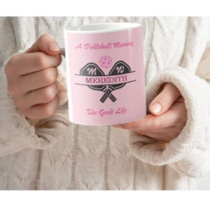 Roligt Pickleball Gal Paddles eget namn Monogram Kaffemugg