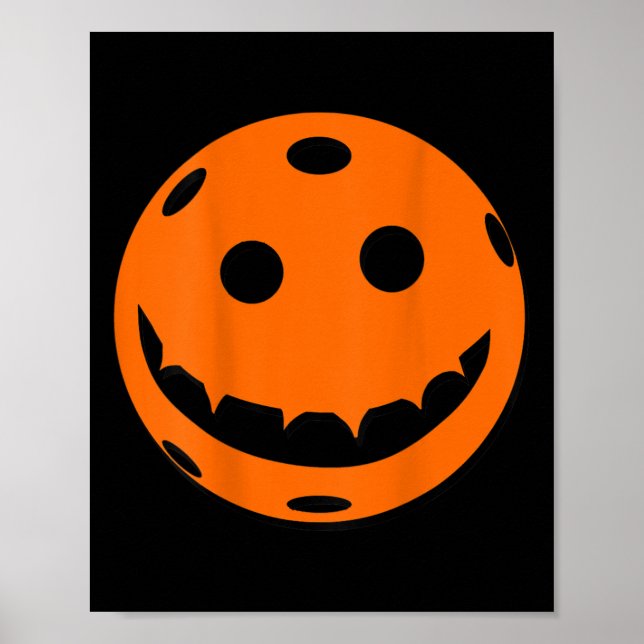 Roligt Pickleball Halloween Pumpkin Back Print Poster (Framsidan)